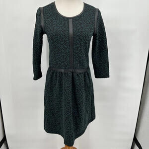 Women's Maison Scotch Paris Nights Green Black Textured Knit Dress Size 1/Small